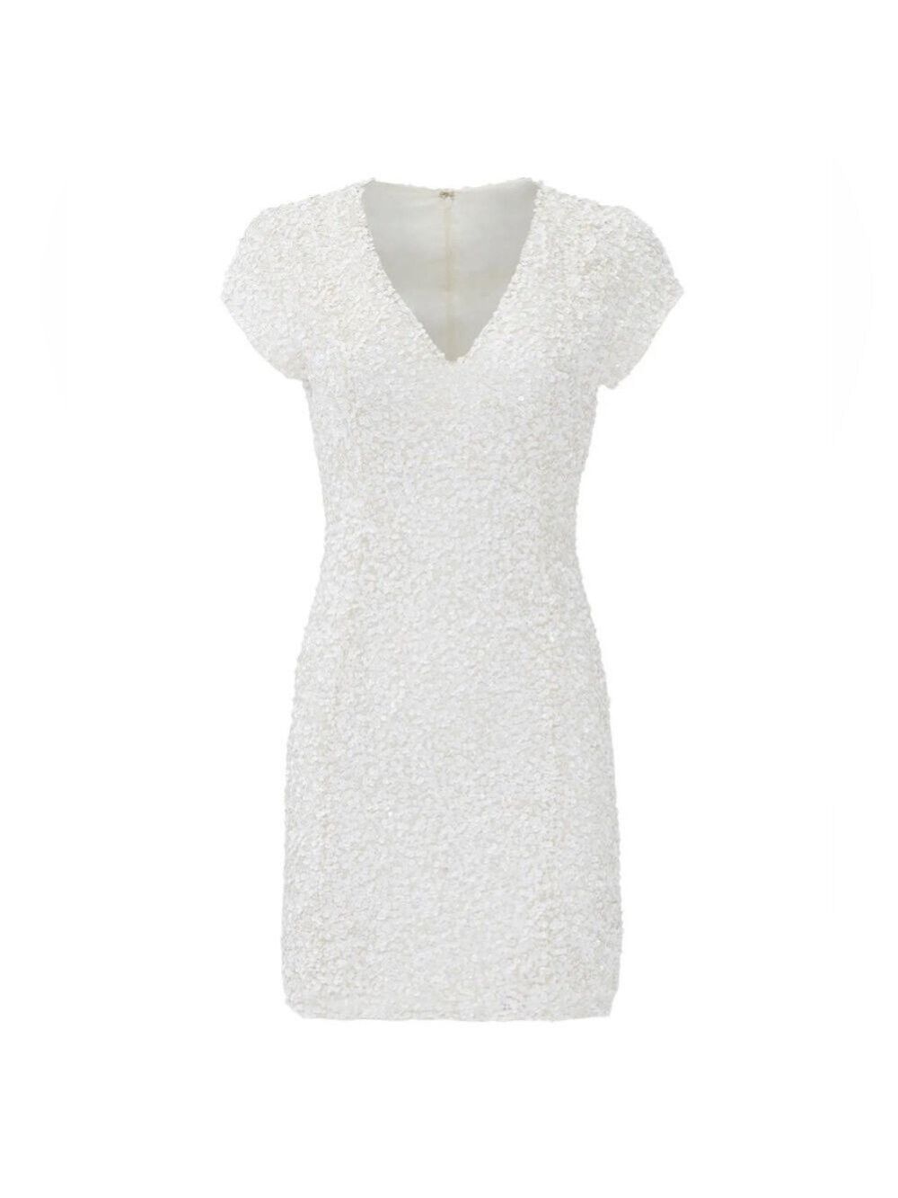 Parker Serena White Sequin Mini Dress Size 4 - Picture 4 of 11